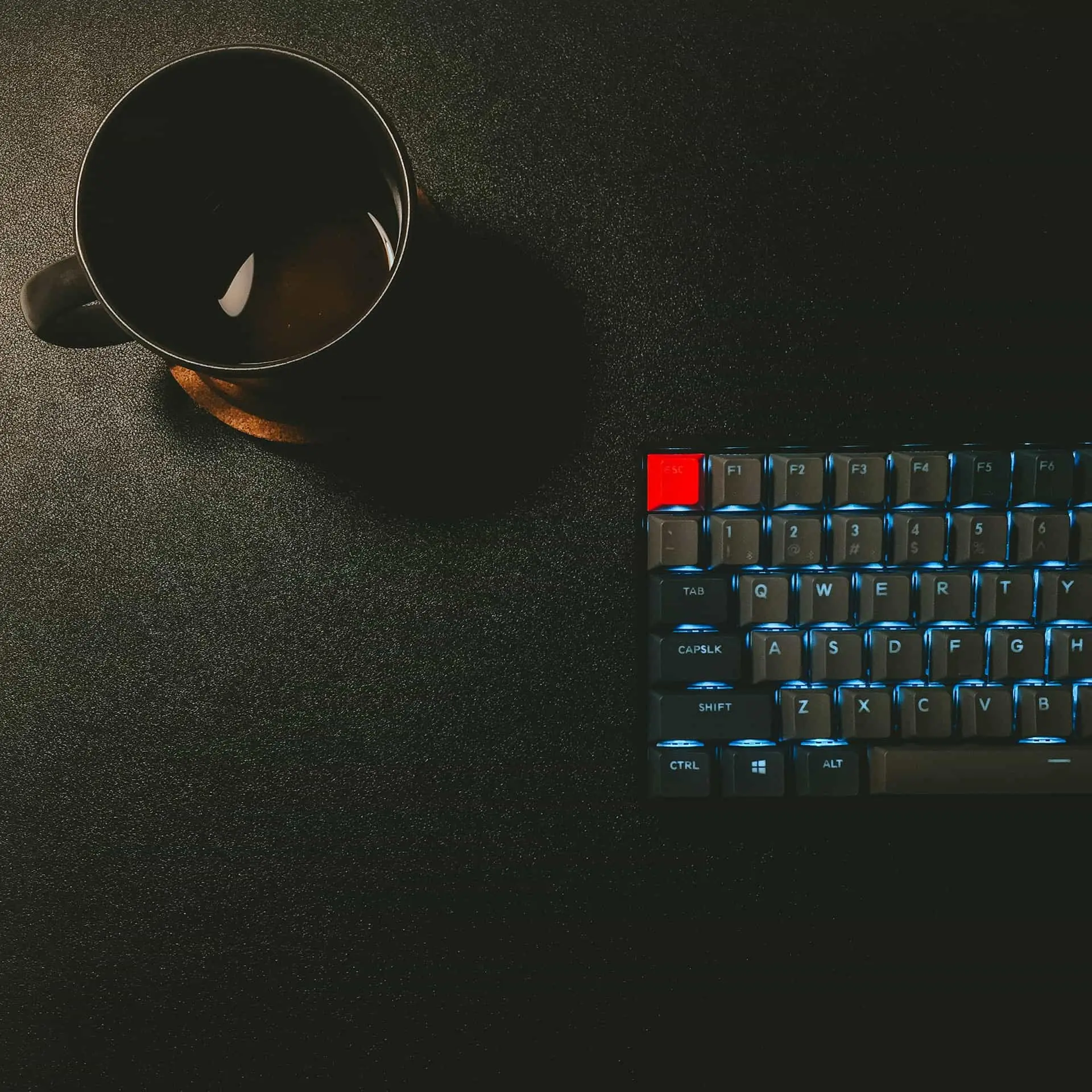 tea and keyboard for a developer